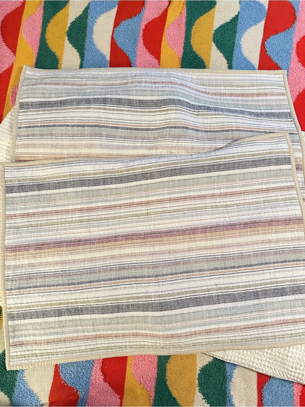 Frye Multicolor Earth Tone Striped Standard Pillow Sham Set of 2 Cotton Neutral